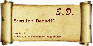 Simtion Dezső névjegykártya