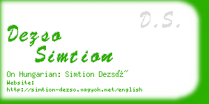 dezso simtion business card